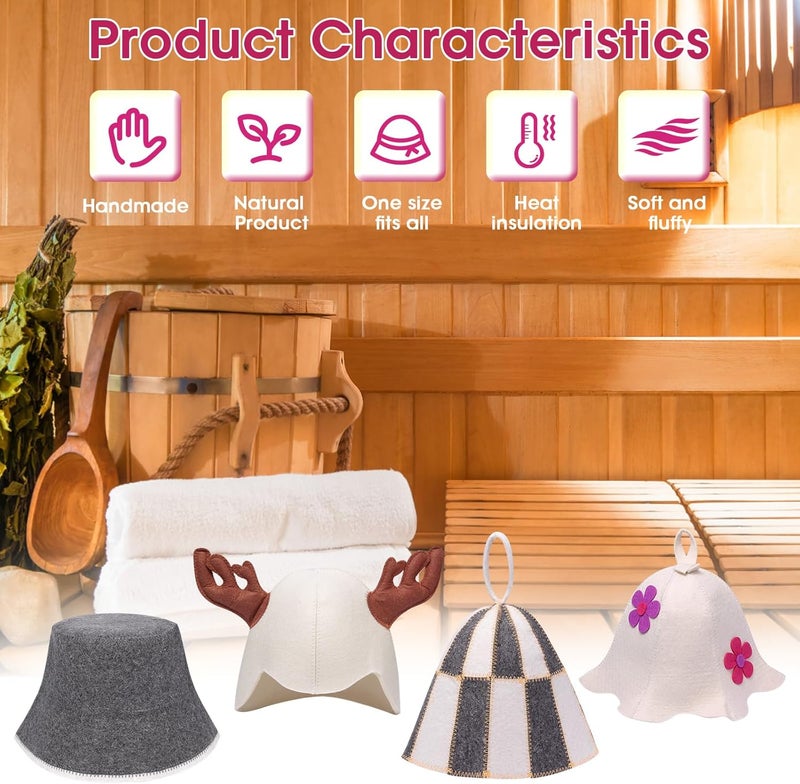 VOLUNU Sauna Hat,Natural Wool Sauna Hat for Men and Women,Traditional Sauna Cap - Image 3